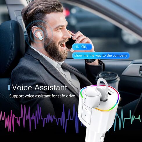 جهاز إرسال FM بلوتوث من Olipiter، محول سيارة بلوتوث، محول شاحن سيارة لاسلكي مع شحن سريع QC3.0+PD36W لمعظم الهواتف الذكية in Kuwait