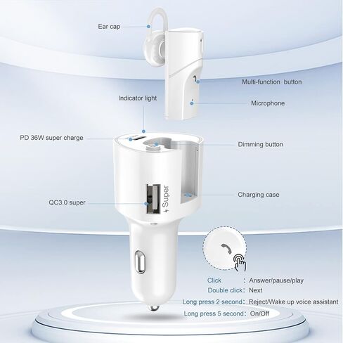 جهاز إرسال FM بلوتوث من Olipiter، محول سيارة بلوتوث، محول شاحن سيارة لاسلكي مع شحن سريع QC3.0+PD36W لمعظم الهواتف الذكية in Kuwait