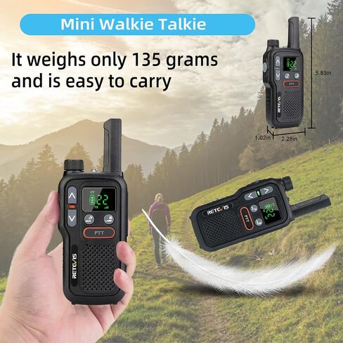 Retevis RB18 Walkie Talkies Rechargeable,Outdoor 2 Way Radios for Adults, NOAA Weather Alert Flashlight Dual PTT VOX,Portable Two Way Radios for Hiking Camping Hunting(1 Pack) in Saudi Arabia