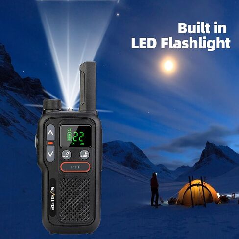 Retevis RB18 Walkie Talkies Rechargeable,Outdoor 2 Way Radios for Adults, NOAA Weather Alert Flashlight Dual PTT VOX,Portable Two Way Radios for Hiking Camping Hunting(1 Pack) in Saudi Arabia