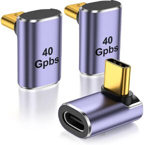 محول USB C بزاوية قائمة [3 عبوات] محول 90 درجة USB C ذكر الى USB-C انثى لاعلى واسفل 90 درجة 100 واط/40 جيجابايت في الثانية لستيم ديك وسويتش ونوت بوك والتابلت والهواتف in Kuwait