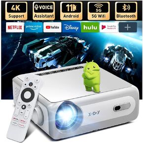 4K Support Android 11.0 Smart Projector with 5G WiFi Bluetooth, XGODY Sail1 Native 1080P 700ANSI Projector Home Theater Outdoor Movie proyector with Netflix/Google Licensed Streaming APPs Online in Kuwait