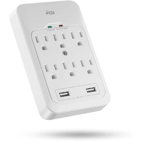 كيه ام سي ،6-Outlet Surge Tap ،2 USB Ports (3.4A) ،980 Joules Surge Protector ، أبيض in Kuwait