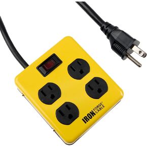 IRON FORGE CABLE Heavy Duty 4 Outlets Surge Protector Power Strip with Built-in Circuit Breaker - 4 ft Extension Cord