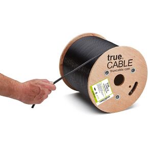 TRUECABLE RG6 Outdoor Dual Shield Bulk Coaxial Cable, 1000ft, Black, Direct Burial (CMX), 75 Ohm, 18 AWG Bare Copper Conductor, UV Resistant, 3GHz Sweep Tested in Saudi Arabia