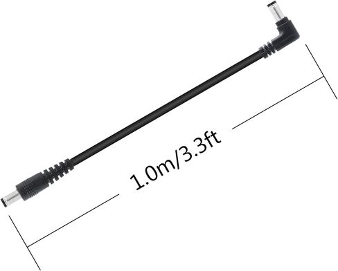 كابل تمديد الطاقة 3.3FT DC 12V، زاوية قائمة 90 درجة 5.5 مم × 2.1 مم ذكر إلى أنثى قابس محول الطاقة، لكاميرات IP اللاسلكية للمراقبة الأمنية CCTV وما إلى ذلك المزيد من قابس موصل DC5521 (قطعتان) in Kuwait