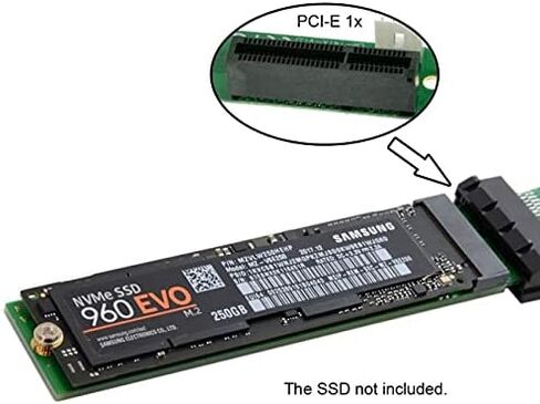محول Cablecc NGFF M-Key NVME M.2 SSD إلى PCI-E Express 3.0 16x X4 بدون حامل أسود in Saudi Arabia