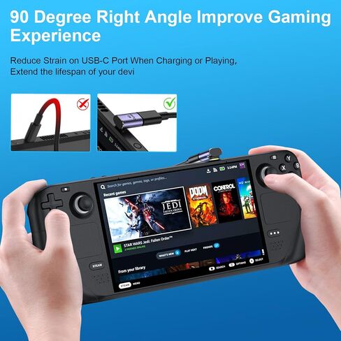 محول USB C بزاوية قائمة [3 عبوات] محول 90 درجة USB C ذكر الى USB-C انثى لاعلى واسفل 90 درجة 100 واط/40 جيجابايت في الثانية لستيم ديك وسويتش ونوت بوك والتابلت والهواتف in Kuwait