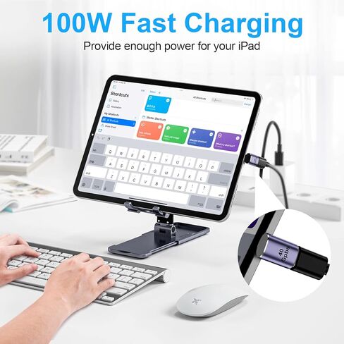 محول USB C بزاوية قائمة [3 عبوات] محول 90 درجة USB C ذكر الى USB-C انثى لاعلى واسفل 90 درجة 100 واط/40 جيجابايت في الثانية لستيم ديك وسويتش ونوت بوك والتابلت والهواتف in Kuwait