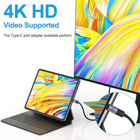 محول USB C بزاوية قائمة [3 عبوات] محول 90 درجة USB C ذكر الى USB-C انثى لاعلى واسفل 90 درجة 100 واط/40 جيجابايت في الثانية لستيم ديك وسويتش ونوت بوك والتابلت والهواتف in Kuwait