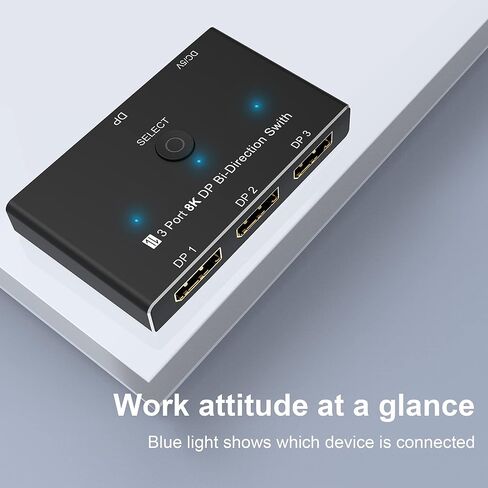 محول مقسم من 3 منافذ ديسبلاي بورت 8 كيه دي بي 1.4 ثنائي الاتجاه 8K@30Hz 4K@120Hz لمصادر وشاشات متعددة من يوينتيك in Kuwait