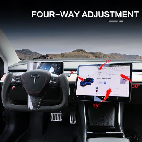 tesplus Tesla Model 3 Model Y Screen Swivel Mount for 2017-2023 Tesla Model Y Screen Rotating Holder GPS Navigation Rotation Stand Central Console Vehicle Mounts with Four Direction Adjustments in Kuwait