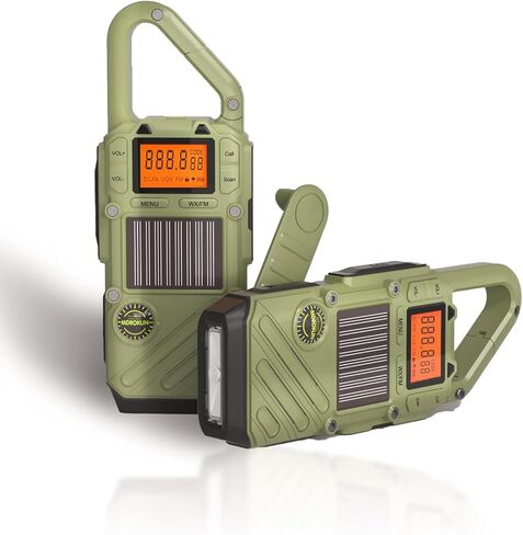 Rechargeable Emergency Radios Walkie Talkies for Adults with FM/NOAA, Weather Alerts, LED Flashlight, and Solar Hand Crank - Long Range 2 Way Radios with USB Charging and SOS Alarm in Saudi Arabia