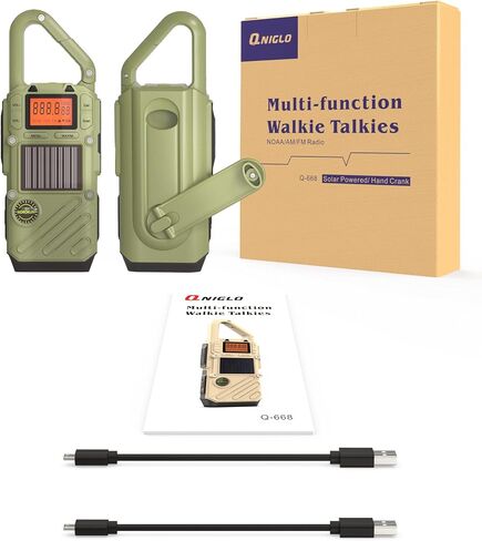 Rechargeable Emergency Radios Walkie Talkies for Adults with FM/NOAA, Weather Alerts, LED Flashlight, and Solar Hand Crank - Long Range 2 Way Radios with USB Charging and SOS Alarm in Saudi Arabia