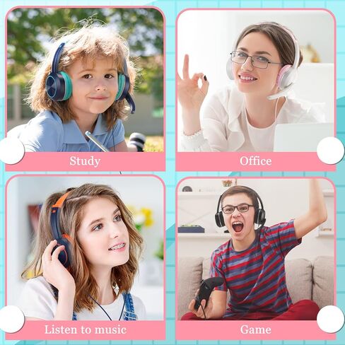 8 Pack Kids Headphones with Rotating Mic Bulk Wired Classroom Headphones with 3.5 mm Jack Over Ear Adjustable Headphones for Kids Teens Adults School Office Meetings Chat, 4 Colors in Kuwait