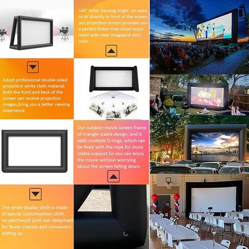 Inflatable Projector Screen - Outdoor Movie Screen Blow Up for Movie Parties Backyard Outside, Inflatable Screen with Air Blower and Carry Bag, Front and Rear Projection (14FT with Blower) in Saudi Arabia