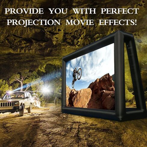 Inflatable Projector Screen - Outdoor Movie Screen Blow Up for Movie Parties Backyard Outside, Inflatable Screen with Air Blower and Carry Bag, Front and Rear Projection (14FT with Blower) in Saudi Arabia