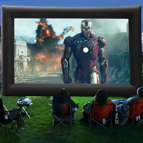 Inflatable Projector Screen - Outdoor Movie Screen Blow Up for Movie Parties Backyard Outside, Inflatable Screen with Air Blower and Carry Bag, Front and Rear Projection (14FT with Blower) in Saudi Arabia