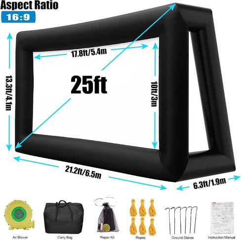 Inflatable Projector Screen - Outdoor Movie Screen Blow Up for Movie Parties Backyard Outside, Inflatable Screen with Air Blower and Carry Bag, Front and Rear Projection (14FT with Blower) in Saudi Arabia