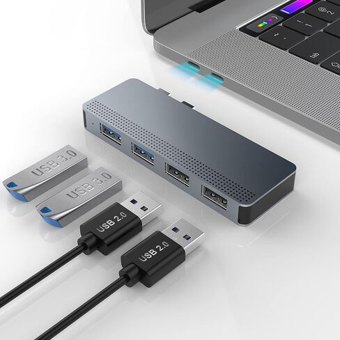 محول USB C لجهاز ماك بوك برو/اير، 4 في 2 موزع USB C ماك بوك برو، موزع مزدوج من النوع C مع منفذي USB 3.0 و2 USB 2.0 لماك بوك برو 2020/2019-2016، ماك بوك اير 2020-2018 in Saudi Arabia