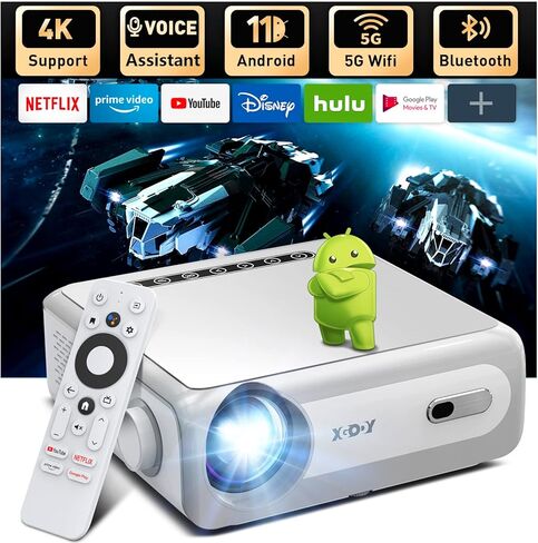 4K Support Android 11.0 Smart Projector with 5G WiFi Bluetooth, XGODY Sail1 Native 1080P 700ANSI Projector Home Theater Outdoor Movie proyector with Netflix/Google Licensed Streaming APPs Online in Kuwait