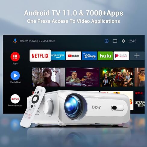 4K Support Android 11.0 Smart Projector with 5G WiFi Bluetooth, XGODY Sail1 Native 1080P 700ANSI Projector Home Theater Outdoor Movie proyector with Netflix/Google Licensed Streaming APPs Online in Kuwait