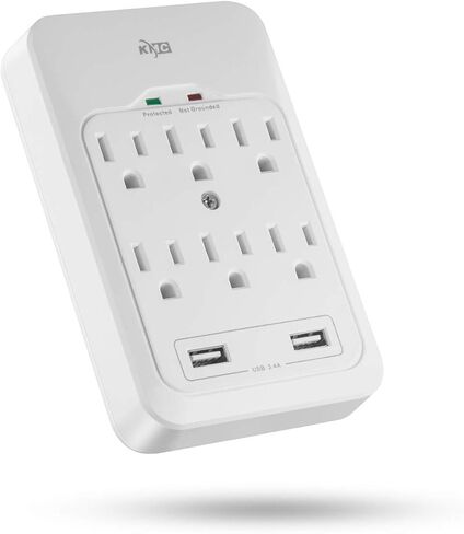كيه ام سي ،6-Outlet Surge Tap ،2 USB Ports (3.4A) ،980 Joules Surge Protector ، أبيض in Kuwait