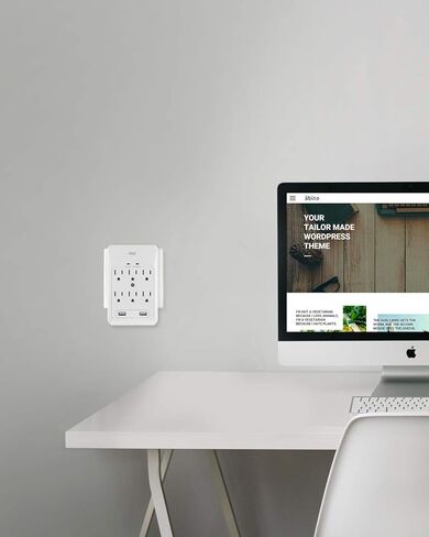 كيه ام سي ،6-Outlet Surge Tap ،2 USB Ports (3.4A) ،980 Joules Surge Protector ، أبيض in Kuwait