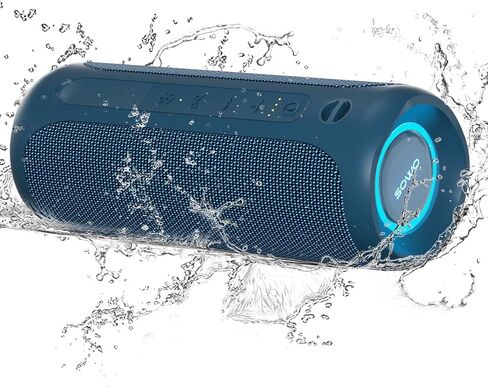 SOWO Bluetooth Speaker Wireless, IPX7 Waterproof Portable Speaker Outdoor | 25W Loud Stereo, Bassboom Tech, TWS Pairing, 16H Playtime, Built-in Mic, All-Day Music for Camping Beach Pool and Home, Black in Kuwait