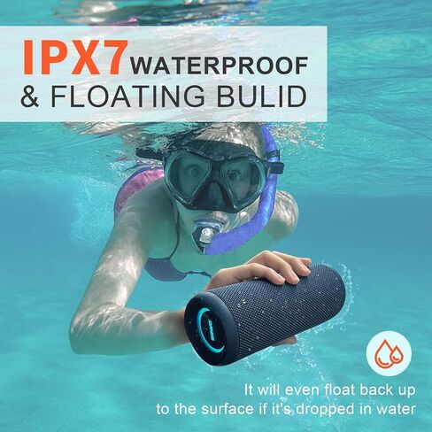 SOWO Bluetooth Speaker Wireless, IPX7 Waterproof Portable Speaker Outdoor | 25W Loud Stereo, Bassboom Tech, TWS Pairing, 16H Playtime, Built-in Mic, All-Day Music for Camping Beach Pool and Home, Black in Kuwait
