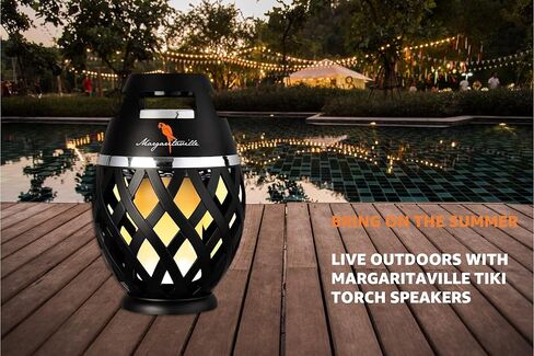 Margaritaville Tiki Torch - مكبر صوت بلوتوث مقاوم للماء، مكبر صوت محمول للحفلات مع أضواء LED وامضة، مثالي للسفر والحفلات والساحات وحمامات السباحة in Kuwait