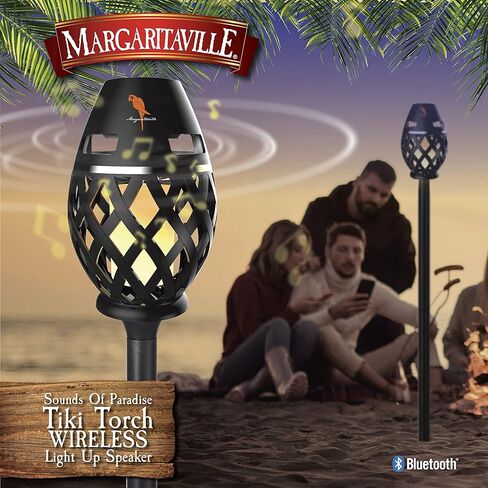 Margaritaville Tiki Torch - مكبر صوت بلوتوث مقاوم للماء، مكبر صوت محمول للحفلات مع أضواء LED وامضة، مثالي للسفر والحفلات والساحات وحمامات السباحة in Kuwait