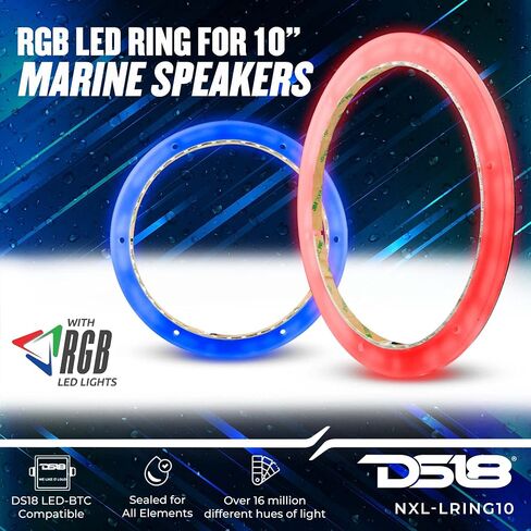 حلقة تثبيت DS18 NXL-LRING6 RGB LED لمكبرات الصوت 6.5 بوصة مقاومة للماء - تعمل مع وحدة RGB (LED-BTC) أو سلك بلون واحد بدون وحدة - رائعة لصوت السيارة والصوت البحري والصوت الاحترافي وجميع العناصر in Kuwait