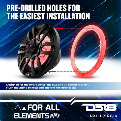حلقة تثبيت DS18 NXL-LRING6 RGB LED لمكبرات الصوت 6.5 بوصة مقاومة للماء - تعمل مع وحدة RGB (LED-BTC) أو سلك بلون واحد بدون وحدة - رائعة لصوت السيارة والصوت البحري والصوت الاحترافي وجميع العناصر in Kuwait