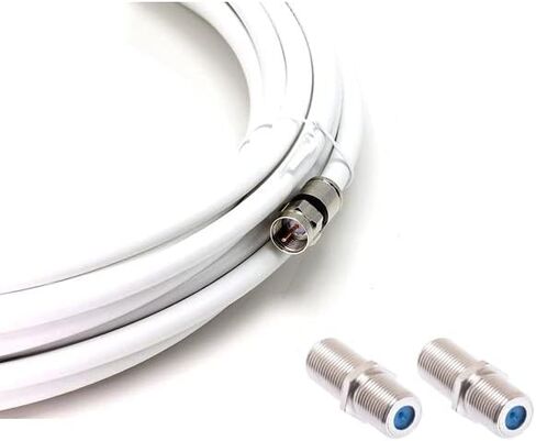 White Coaxial Cable 6FT and 4FT with 2 connectors Set, High-Speed Internet Modem, Digital TV, Aerial and Satelite Cable Extension with Compression connectors in Saudi Arabia