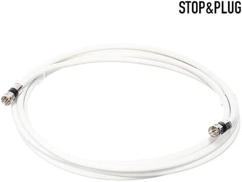 White Coaxial Cable 6FT and 4FT with 2 connectors Set, High-Speed Internet Modem, Digital TV, Aerial and Satelite Cable Extension with Compression connectors in Saudi Arabia