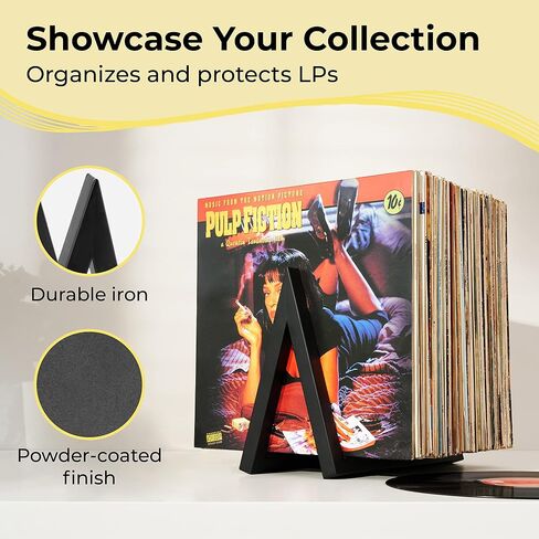 Vinyl Record Storage Holder for Albums - Vinyl Record Organizer Stand Holds Up to 100 Records - Set of Two Iron Racks Each Rack Stores 50 Albums in Saudi Arabia
