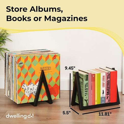 Vinyl Record Storage Holder for Albums - Vinyl Record Organizer Stand Holds Up to 100 Records - Set of Two Iron Racks Each Rack Stores 50 Albums in Saudi Arabia