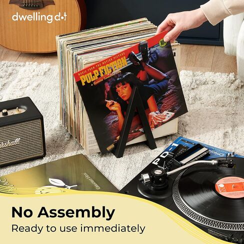 Vinyl Record Storage Holder for Albums - Vinyl Record Organizer Stand Holds Up to 100 Records - Set of Two Iron Racks Each Rack Stores 50 Albums in Saudi Arabia
