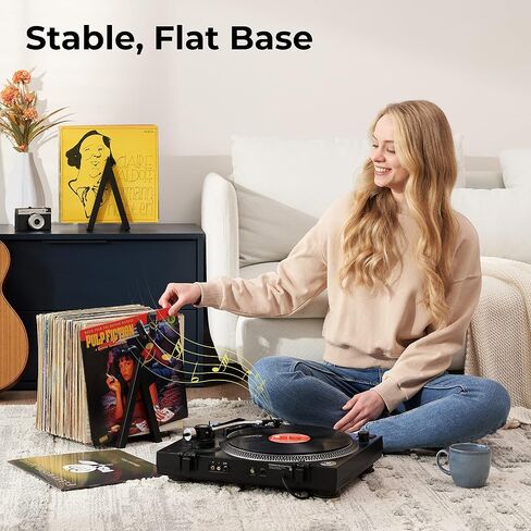 Vinyl Record Storage Holder for Albums - Vinyl Record Organizer Stand Holds Up to 100 Records - Set of Two Iron Racks Each Rack Stores 50 Albums in Saudi Arabia