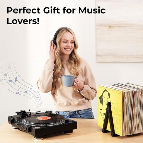 Vinyl Record Storage Holder for Albums - Vinyl Record Organizer Stand Holds Up to 100 Records - Set of Two Iron Racks Each Rack Stores 50 Albums in Saudi Arabia