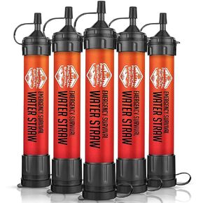 5 High Capacity Emergency Survival Water Straws - Personal Water Filter for Camping, Hiking, Travel, Biking, Survival, Emergency preparedness, Lightweight, Reusable and with no Expiration Date. (5) in Kuwait