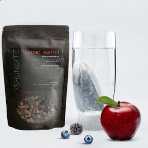 Modern ŌM Shungite Living Water Kit | Ready to Use Elite Shungite Stone Gravel Pouch Kit for Water Purification, Neutralizer, Contains Antioxidants (50g) in Saudi Arabia