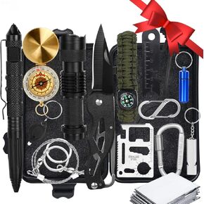 مجموعة النجاة 15 في 1 مجموعة الطوارئ الاحترافية معدات النجاة والمعدات التكتيكية للرجال الصديق والأب والزوج والتخييم والمشي لمسافات طويلة والصيد والمغامرة في الهواء الطلق in Kuwait