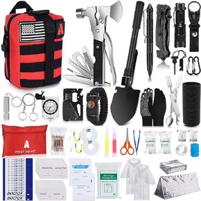 NAPASA Survival Kit 232 قطعة معدات البقاء على قيد الحياة المهنية في حالات الطوارئ التكتيكية الإسعافات الأولية حقيبة الصدمات في الهواء الطلق للرجال النساء مغامرة التخييم المشي لمسافات طويلة الصيد in Kuwait