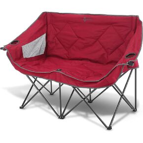 كرسي تخييم ثنائي مزدوج قابل للطي من ARROWHEAD للاستخدام الخارجي مع حامل كوبين وزجاج نبيذ، حقيبة حمل شديدة التحمل، مقاعد مبطنة ومساند للذراعين، يدعم ما يصل إلى 500 رطل، دعم قائم على الولايات المتحدة الأمريكية in Kuwait