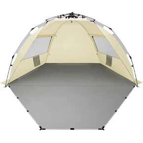 Oileus X-Large 4 Person Beach Tent Sun Shelter - Portable Sun Shade Instant Tent for Beach with Carrying Bag, Stakes, 6 Sand Pockets, Anti UV for Fishing Hiking Camping, Waterproof Windproof, Blue