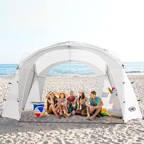 UNP Easy Sun Shelter Beach Tent Pop Up Canopy Event Cabana UPF 50+ خيمة الظل 4-6 أشخاص مقاومة للمطر، مقاومة للماء لرحلات التخييم، متعة الفناء الخلفي، الحفلات أو النزهات مع جدار جانبي (8 × 8 قدم، أبيض) in Kuwait