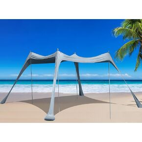 Family Beach Tent Canopy Sun Shade, Pop Up Grande Beach Tent Sun Shelter Stability 4 Poles with Portable Carry Bag Outdoor Shade for Fishing Backyard Camping in Saudi Arabia