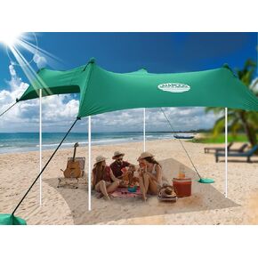 UMARDOO Family Beach Tent Canopy Sun Shade Portable 10×10FT, Large Wind Resistance Beach Sun Shelter Easy Setup with Packable Carry Bag for Outdoor Travel UPF 50+ (Blue) in Saudi Arabia